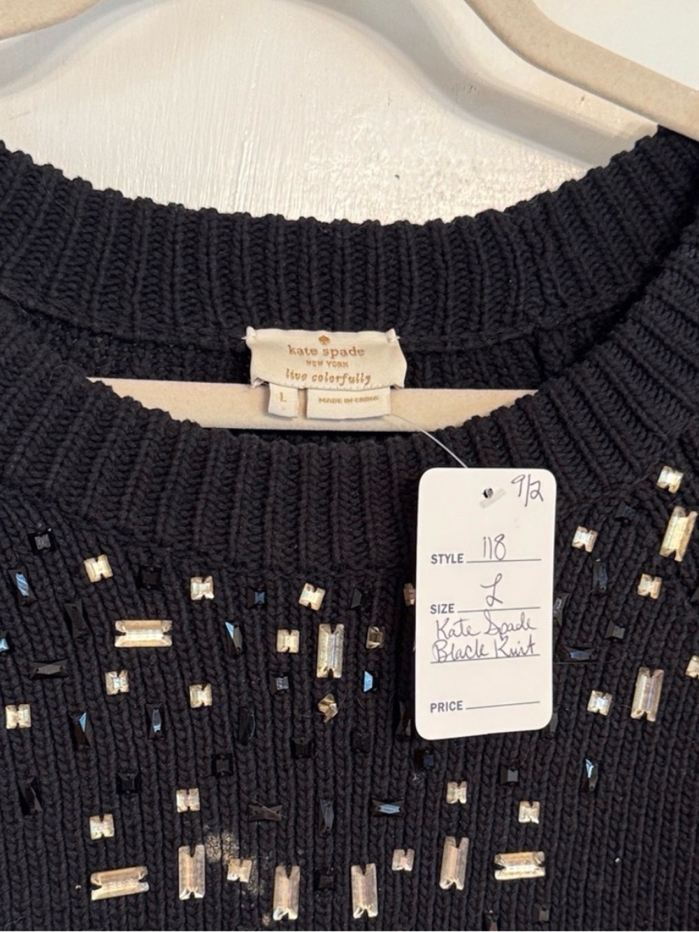 kate spade Black Embellished Crewneck Sweater - Picture 2 of 3